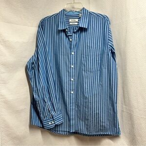 Van Heusen Blue and White Casual Button Down Shirt SizeXL Slim‎ Fit